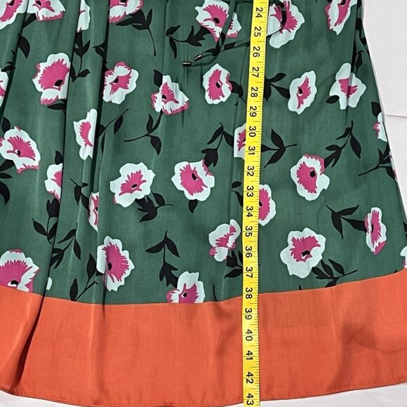 Anthropologie Women's Pleated Floral Dress Small Size Belted Green Colorful - Picture 7 of 13